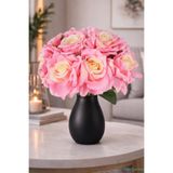 Yapay Çiçek Sitesi Premium Yapay Gül Demeti 25 cm 10lu Pembe-Sarı ycsdemetler-148