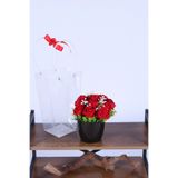 Yapay Çiçek Sitesi Saksılı Çiçek Aranjmanı (Şeffaf Çanta Hediyeli) Model 1 ycstanzimler-131
