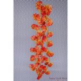 Yapay Çiçek Sitesi Yapay Kumaş Dokulu Sonbahar Yapraklı İp Sarmaşık 220 cm -12 Adet cınar-3288turuncu