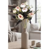 Yapay Çiçek Sitesi Yapay Pastel Şakayık Gül Demeti 31cm Krem-Beyaz AE390601