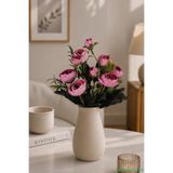 Yapay Çiçek Sitesi Yapay Pastel Şakayık Gül Demeti 31cm Pembe AE390604