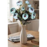 Yapay Çiçek Sitesi Yapay Pastel Şakayık Gül Demeti 31cm Turkuaz AE390606