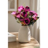 Yapay Çiçek Sitesi Yapay Şakayık Gül Demeti 31cm Fuşya-Pembe AE390507