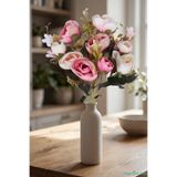 Yapay Çiçek Sitesi Yapay Şakayık Gül Demeti 31cm Pembe-Krem AE390505