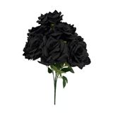 Yapay Çiçek Siyah 9Lu Gül Demeti Kumaş 40*25Cm