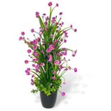 Yapay Çiçek Siyah Saksıda Lila Papatya Ağacı 55cm