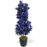 Yapay Çiçek Siyah Saksıda Mor Sıkas Ağacı 55cm