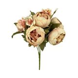 Yapay Çiçek Somon Şakayık Demeti 7Dallı Buket 5 Şakayık 2 Aradal Çiçekleri 40*25Cm Vitrin