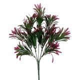 Yapay Çiçek Yeşil Bordo Renk Podocarpus Demeti 7dal 48 Çiçek Garnitür Aradal Dekoratif Yapay Bitki