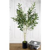 Yapay Çiçek Zeytin Ağacı 3 Dallı 90cm Metal Mat Siyah Saksıda Yapay Ağaç