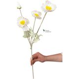 Yapay Çiçekçiniz 60 cm 4 Dallı Tüylü Dokulu Yapay Gelincik Çiçeği - Beyaz