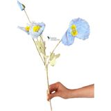 Yapay Çiçekçiniz 60 cm 4 Dallı Tüylü Dokulu Yapay Gelincik Çiçeği - Mavi