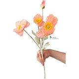 Yapay Çiçekçiniz 60 cm 4 Dallı Tüylü Dokulu Yapay Gelincik Çiçeği - Somon