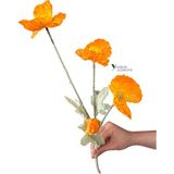 Yapay Çiçekçiniz 60 cm 4 Dallı Tüylü Dokulu Yapay Gelincik Çiçeği - Turuncu