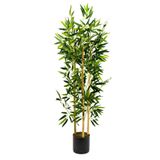 YAPAY ÇİÇEKÇİNİZ Gri Saksıda 3 Gövdeli 120 Cm Bambu Ağacı