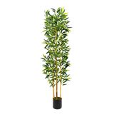 YAPAY ÇİÇEKÇİNİZ Gri Saksıda 3 Gövdeli 150 Cm Bambu Ağacı