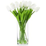 Yapay Çiçekçiniz Kokusuz Beyaz Islak Lale Demeti 32 cm Uzun Süreli Dekoratif Çiçek