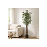 YAPAY ÇİÇEKÇİNİZ Siyah Renkli Saksı Gerçek Gövdeli 150 cm Yapay Zeytin Ağacı