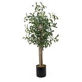 Yapay Çiçekçiniz Siyah Saksıda 100 Cm Yapay Zeytin Ağacı Yeşil