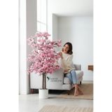 YAPAY ÇİÇEKÇİNİZ Yoğun Yapraklı 100 cm Pembe Yapay Sakura Bahar Dalı Ağacı Premium