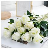 Yapay Çiçekler 10 Adet Yapay Güller Sahte Çiçekler Tek Uzun Kök Çiçek Gelin Buketi Çiçek Aranjmanı Ev Düğün Centerpieces Dekor Sahte Çiçekler