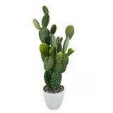 Yapay Kaktüs Ağacı Tavşan Kulağı Büyük Boy - Beyaz Saksıda Yapay Bitki 85*35Cm Vitrin
