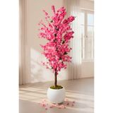 Yapay Pembe Bahar Dalı Ağacı 160 cm - Beyaz Küre Saksılı