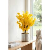 Yapay Sarı Bahar Dalı Ağacı Metal Saksılı - 60 Cm