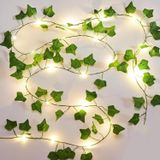 Yapay Sarmaşık LED Işık, 5 Metre 50 LED Pilli Dekoratif Sarmaşık Işık Zinciri, Uzaktan Kumandalı, 8 Aydınlatma Modlu, Oda, Duvar, Balkon, Bahçe, Düğün ve Parti Dekoru (Gün Işığı)