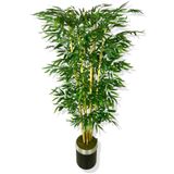 Yapay Yapraklı Bambu Ağacı 7 Bambulu 180 Cm 30x25 Gümüş Kemerli Saksı