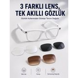 Yapay Zeka Destekli Akıllı Gözlük Dahili Kameralı Bluetooth Müzik ve Arama Özellikli Ses Kontrollü Değiştirilebilir Lensli - Şeffaf