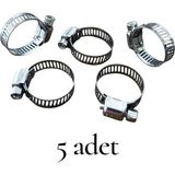 Yapex 16-25 mm Metal Hortum Kelepçesi 5 Adet - Paslanmaz Çelik Sıkma Kelepçesi, Ayarlanabilir Boru Kelepçesi 8 mm