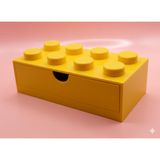 Yapı Oyuncak Tasarımlı Mini Çekmece - Küçük Boy 4x2 Masaüstü Düzenleyici (Sarı)
