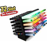 Yapı3D 🖍️✨ 72 Slot Dev Kapasiteli Marker Kalem Standı 🎨🖊️ Masaüstü Kalem Organizeri 📚 Çok Bölmeli - Siyah - Beyaz - Renk