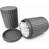 Yapı3D 🧴 Kapaklı Pamuklu Çubuk Organizeri | Sert Plastik Kulak Çubuğu Saklama Kabı | Banyo & Makyaj Masası Düzenleyici Kutu ✨ - Gri