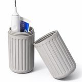 Yapı3D Taşınabilir Çok Amaçlı Silindir Organizer | Sert Plastik Diş Fırçası Kutusu & Makyaj Taşıma Kabı | Seyahat Için Pratik Saklama Kutusu - Gri
