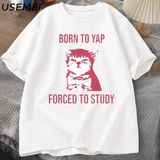Yapılacak Doğmuş Çalışmak Zorla Komik Kedi Meme T-Shirt Retro Vintage Aptal Kedi Tişörtleri R 2860 - Beyaz - XL