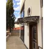 Yapısan Lazer Kesim Metal Ayak 10 mm Levhalı Pratik Sundurma 100 cm Derinlik Lale Desen - 600 x 100 cm - Antrasit - Gri