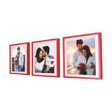 Yapışan Sök-Tak Kırmızı Kare Fotoğraf Çerçevesi 3'Lü Paket
