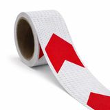 Yapışkanlı 10 Cm ( 5 Metre) Kırmızı Beyaz Petekli Ok Yönlendirme Reflektörlü Reflektif Şerit Bant
