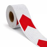 Yapışkanlı 10 Cm ( 50 Metre) Kırmızı Beyaz Petekli Ok Yönlendirme Reflektörlü Reflektif Şerit Bant