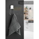 Yapışkanlı 2'li Askılık Paslanmaz Havluluk Metal Gri