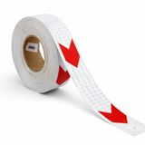 Yapışkanlı 5 Cm ( 50 Metre) Kırmızı Beyaz Petekli Ok Yönlendirme Reflektörlü Reflektif Şerit Bant