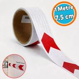 Yapışkanlı 7.5 Cm ( 1 Metre) Kırmızı Beyaz Petekli Ok Yönlendirme Reflektörlü Reflektif Şerit Bant