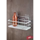 Yapışkanlı Ayarlanabilir Tekli Banyo Duş Rafı – Paslanmaz Kristal Şampuanlık (Yapıştır/Vidala) Beyaz - Lş-01 - Bb