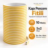 Yapışkanlı Bant 5X2=10 Metre (Beyaz) Kapı Pencere Bandı Fitili Soğuk Izolasyon Kauçuk Bantları