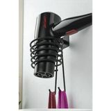 Yapışkanlı Banyo Saç Kurutma Makinesi Askısı | Siyah Fön Makinesi Tutucu Aparatı Askılığı