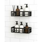 Yapışkanlı Duş Rafı – 2 Adet Paslanmaz Banyo Şampuanlık Organizer | Delmeden Montaj | Geni� - Çok Renkli