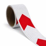 Yapışkanlı En 10 Cm (1 Metre) Kırmızı Beyaz Petekli Ok Yönlendirme Reflektörlü Reflektif Şerit Bant