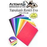 Yapışkanlı Eva 25x35 cm 10 Renk 1 Paket Yapışkanlı Eva Süngeri 10'lu Okul Kreş Anasınıfı Elişi Etkinlikleri